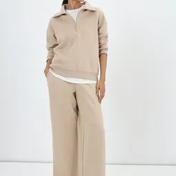 FEMMELLA Women Shirt Collar Half Zipper Sweatshirt-image-78