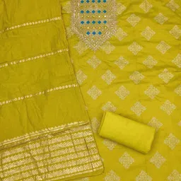 ICCHIT FAL Embroidered Art Silk Unstitched Dress Material image 3