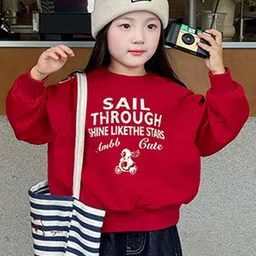 LULU & SKY Girls Typography Printed Long Sleeves Pullover Sweatshirt-picture-30