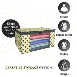 Aura Cream-Coloured & Orange Colored 4 Pieces Printed Foldable Saree Cover Organisers image 2