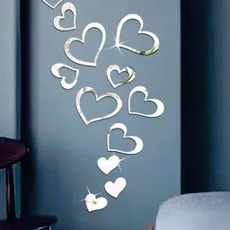 Wall1ders 24 Pieces Silver Heart Shaped Mirror Wall Stickers image 2