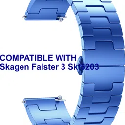 ACM WSM37Y22BL1208 Watch Strap Metal Steel 22mm for Skagen Falster 3 Skt5203 Smartwatch Blue Smart Watch Strap-image-1