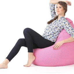 txor XL Classic Cotton Canvas Polka Dots Printed Teardrop Bean Bag With Bean Filling image 3