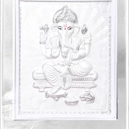 touch925 999 Silver Ganesh Ji Idol Frame Decorative Showpiece - 15.5 cm image 2