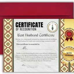 aanyacentric A4 Size 8.3x11.7inches Best Husband Certificate Love Greeting Card-picture-29