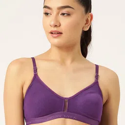 Lady Lyka Pack Of 2 Peach & Purple Non-Padded & Non-Wired Seamless Bra image 3