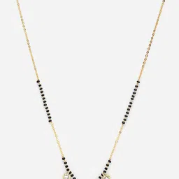 PANASH Gold-Plated American Diamond Studded & Beaded Mangalsutra image 2
