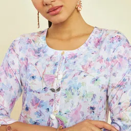 Soch Floral Printed Linen Straight Kurta image 2