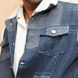 Campus Sutra Colourblocked Windcheater Denim Jacket image 4