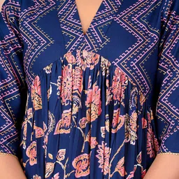 INDIANIC Floral Printed Empire A-Line Kurta image 3