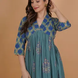 INDIANIC Ethnic Motifs Printed Empire A-Line Kurta image 3