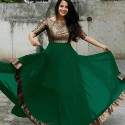 tadkeshvar Women Fit and Flare Green Maxi/Full Length Dress-picture-22