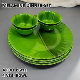 inpro Pack of 8 Melamin Melamine Dinner Set includes 4 Full Plates and 4 Bowls -Perfect Kitchen Utensils Dinner Set-picture-24