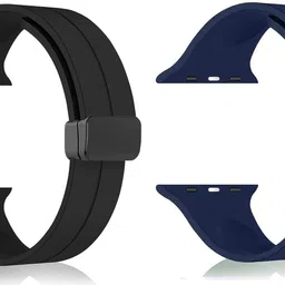 BLACK LOVIES Soft Silicon Magnetic Smart Watch Strap Belt for Ultra Watch 49 mm, Series 8 / 7 45 mm, Series 6 / 5 / 4 44 mm, Series 3 / 2 / 1 42 mm, T800 Ultra, Watch 8 Ultra, i8 Pro Max, W26, T800 Smart Watch Strap image 1