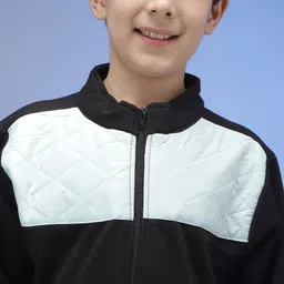 Instafab Boys Black & White Colourblocked Windcheater Bomber Jackets image 5