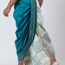 Nakshi Hand Block Print Dhoti For Men / Weadding Dhoti / Redy to wear Solid Men Dhoti image 2