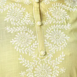 Vbuyz Women Lime Green Embroidered Kurta with Trousers & Dupatta image 2