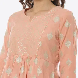 Rangriti Women Peach-Coloured Ethnic Motifs Printed Kurti with Sharara image 2