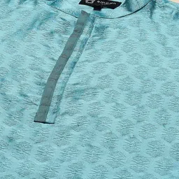 Amodh by Kisah Men Teal Thread Work Jacquard Kurta image 2