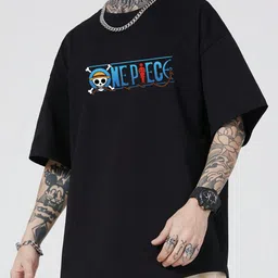 bqf Men Printed Round Neck Cotton Blend Black T-Shirt image 2