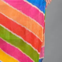 Apratim Pink & Blue Printed Leheriya Dupatta image 2