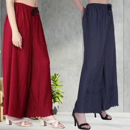irha Pack of 2 Women Regular Fit Multicolor Viscose Rayon Trousers image 3