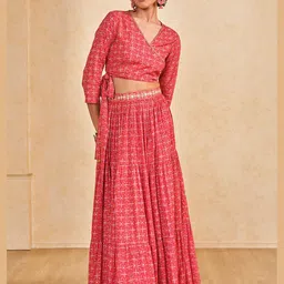 Global Desi Printed Top With Skirt Co-Ords image 4