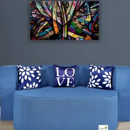 FRIENDS LIFE Blue Foam 2 Seater Fold Out Sofa Cum Bed-image-58