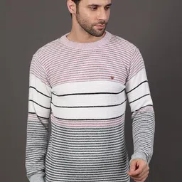 GRACIT Men Striped Woollen Pullover Sweater-picture-11