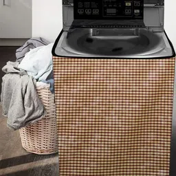 The Furnishing Tree Washing Machine Cover Pin Check Pattern Brown Compatible for Whirlpool 7.5 Kg F image 5