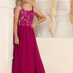 BAESD Girls Embroidered Fit & Flare Maxi Ethnic Dress-image-15