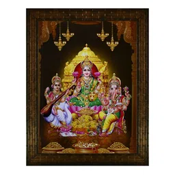 Indianara Gold-Toned & Pink 1 Piece Canvas Religious Wall Paintings-image-95
