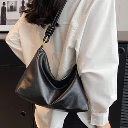 PURPLEHUNT Women Solid Leather Shoulder Bag image 1