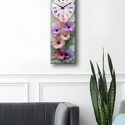 OLIVE TREE Olive Tree Wooden Purple & Pink Printed Contemporary Wall Clock-picture-0