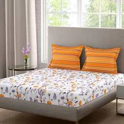 Portico Sparkling Spaces White Abstract Cotton 144TC Double Queen Bedsheet Set-2.24mx2.54m-picture-35