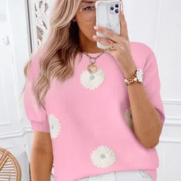 StyleCast Women Floral Printed Round Neck Pullover Sweater-image-10