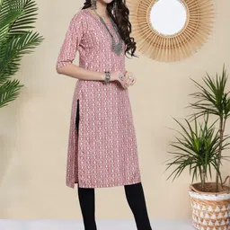 HERE&NOW Women Pack Of 3 Ethnic Motifs Printed Straight Calf Length Kurtas image 2