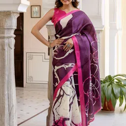 HERE&NOW Abstract Printed Saree With Unstitched Blouse Piece-picture-32