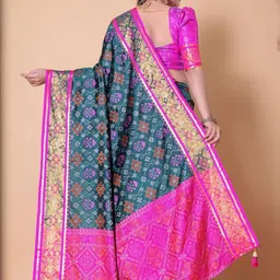 jayant creation Blue Silk Blend Patola Sarees image 2