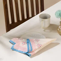 Fabindia Chintz Red & Off-White 6 Pieces Floral Printed Cotton Table Napkins image 1