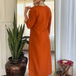 HERE&NOW Women Ethnic Motifs Embroidered Regular Thread Work Kurta with Trousers & With Dupatta image 5