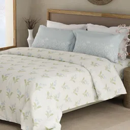 Boutique Living India Valatia White Printed Cotton 200TC Double Bedsheet Set 2.5 m x 2.2 m-picture-21