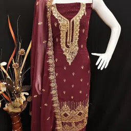 LeeliPeeri Designer Embroidered Unstitched Dress Material image 2