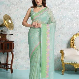 MIMOSA Floral Embroidered Banarasi Saree-picture-38