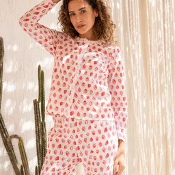 SANSKRUTIHOMES Conversational Printed Pure Cotton Top With Trousers image 3