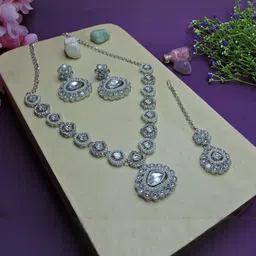 VATSALYA creation Alloy Gold- plated White Jewellery Set-picture-52