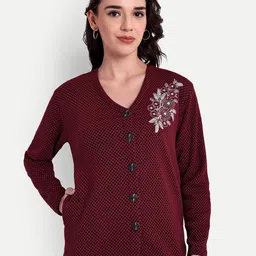 HAUTEMODA Women Floral Woollen Cardigan-picture-27