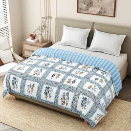 INDRA'S Yellow & White Floral Printed Cotton Reversible 150 GSM Heavy Winter Quilt image 4