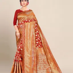 Aldwych Ethnic Motifs Woven Design Zari Silk Blend Banarasi Saree-picture-35