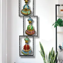 PRANJALS HOUSE Black & Red Printed Rajasthani 3 Moustache Musicians Wall Hanging image 1